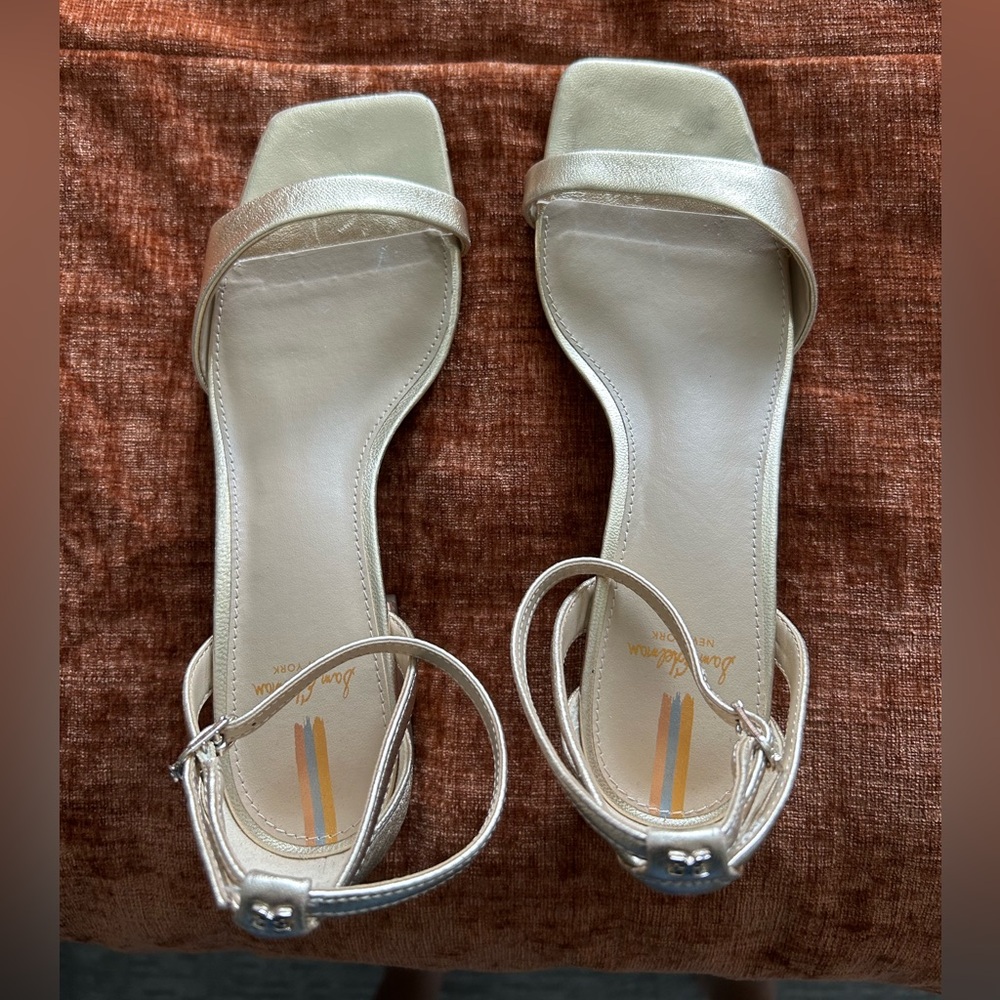 Sam Edelman Silver Ankle-Strap Square Toe Heels